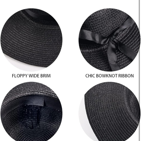 Straw sun hat with Large brim and bow - Picture 5 of 6